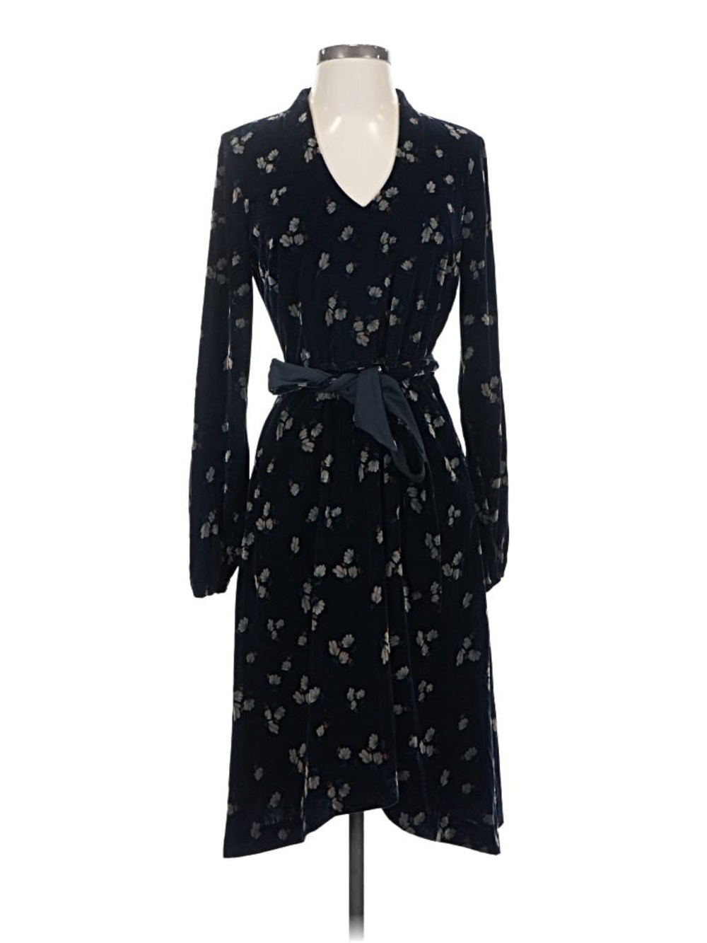CAbi Decked Out Black Velvet Floral Dress with Metallic Accents